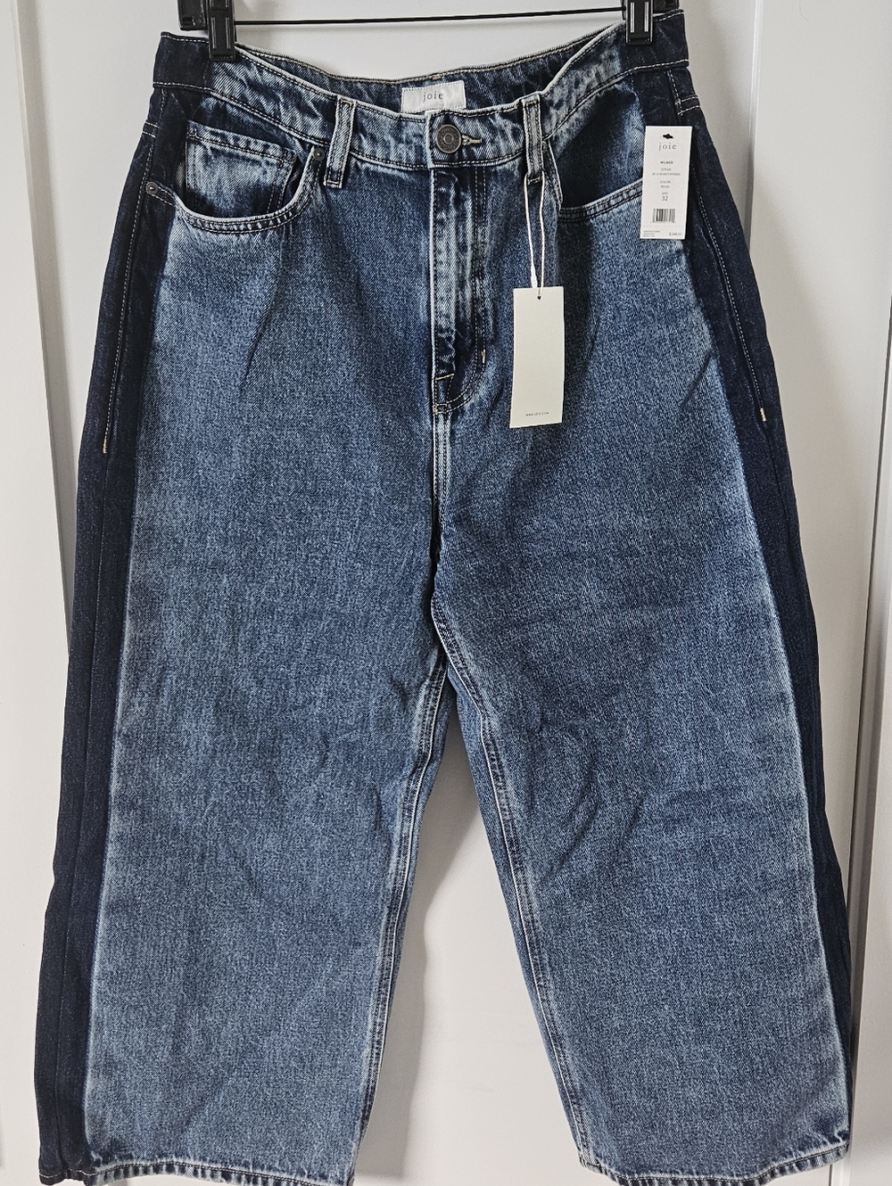 Joie NWT Cullottes Wilmer Wide Leg Crop Gaucho Jeans w/blue side stripe Size 32